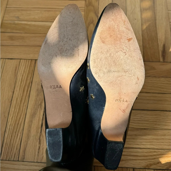 Escada Heels 80s Vintage Star-Studded Low Heel Leather Black Sz 8.5 - Picture 7 of 9